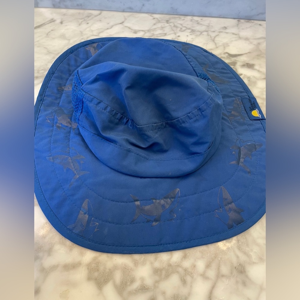 Blue Shark Print Sun Hat baby